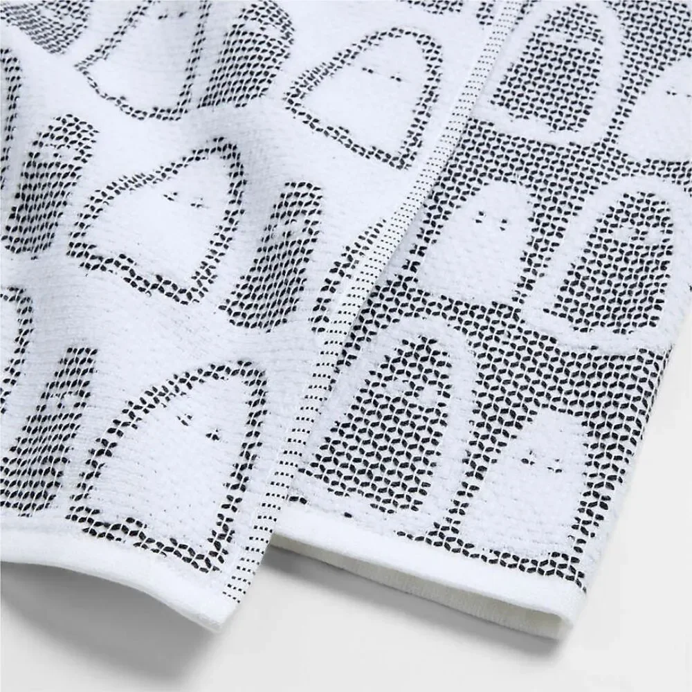 Crate & Barrel Organic Cotton Textured Terry Ghost Dish Towels Set of 2 - New